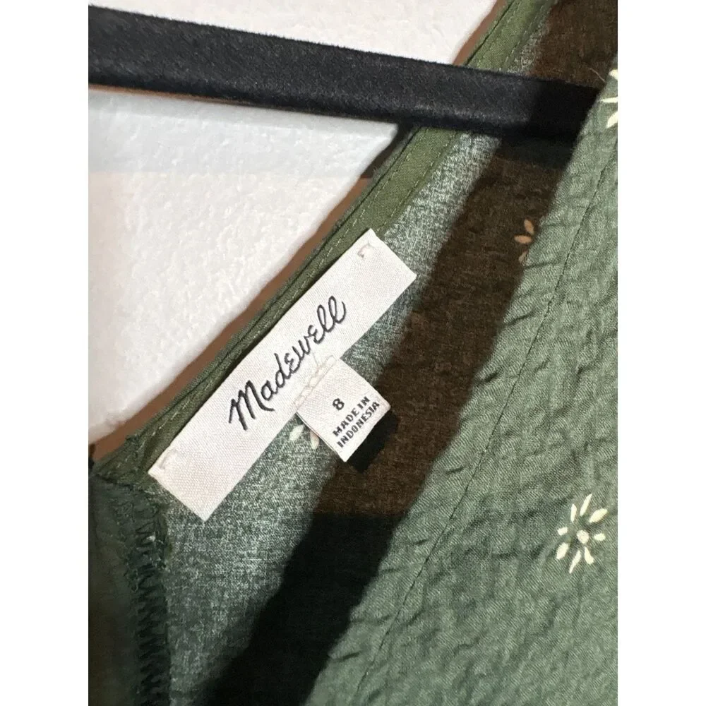 Madewell Voile Puff-Sleeve Top in Floral Dark Green